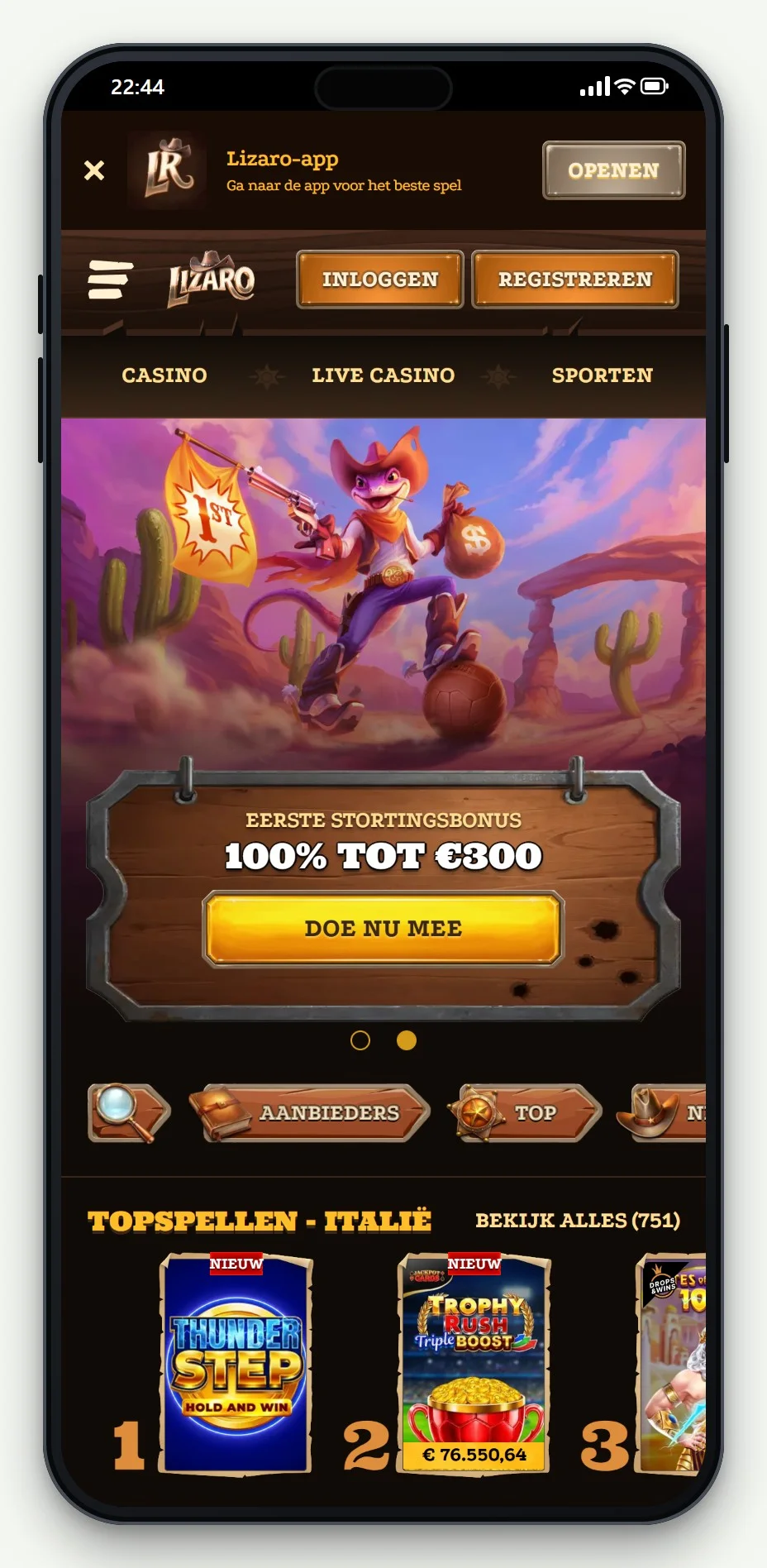 beste zimpler casinos: Lizaro mobiele lobby