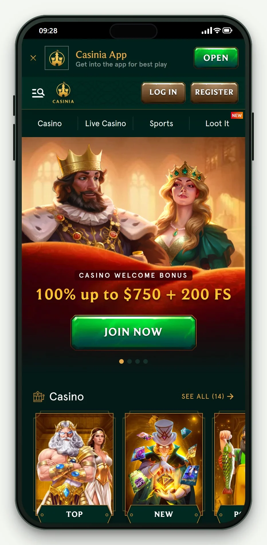 best zimpler casino sites: Casinia mobile lobby