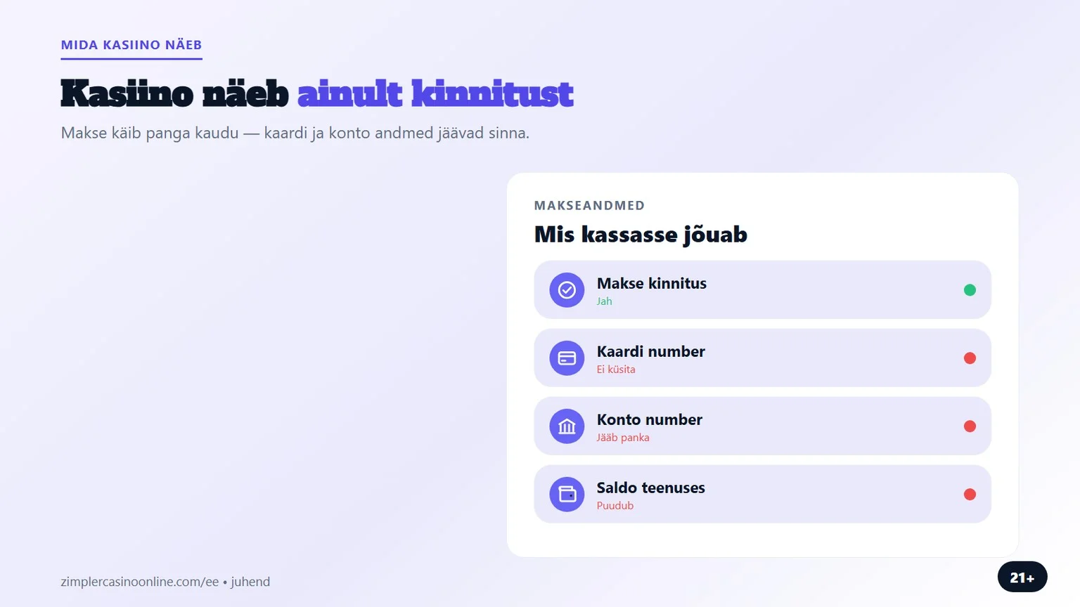 zimpler casino: mida kasiino makse juures näeb