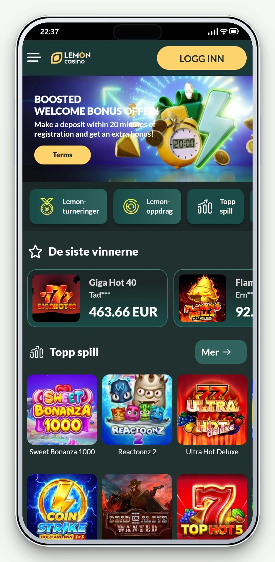 casino med zimpler: Lemon Casino på mobil