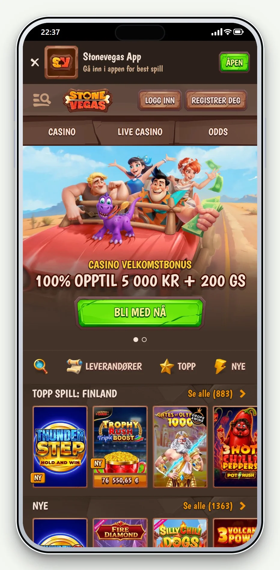 casino som godtar zimpler: StoneVegas på mobil