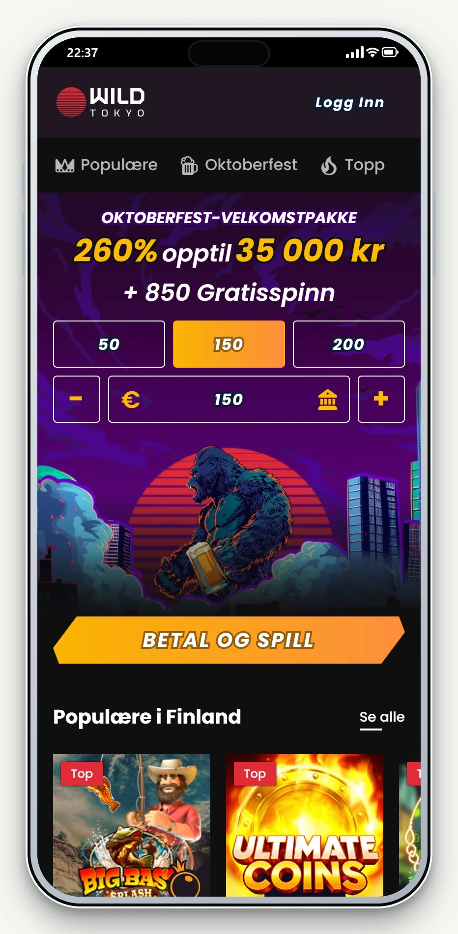 nettcasino med zimpler: Wild Tokyo mobillobby