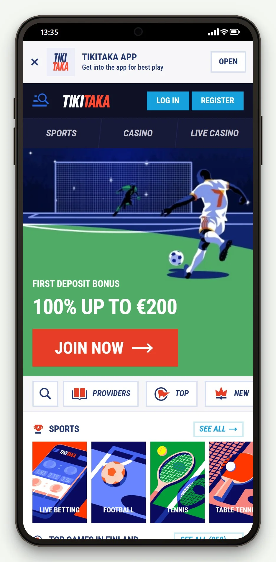 best zimpler casinos: TikiTaka mobile lobby