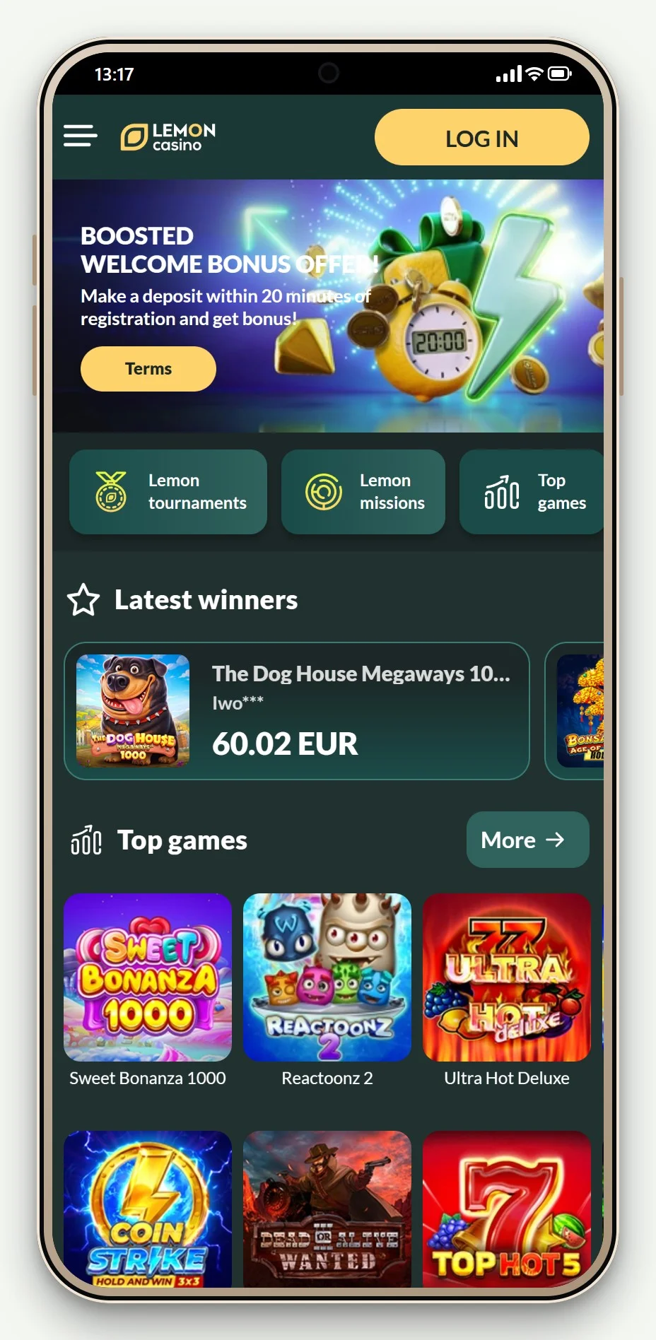 utländska casino med zimpler: Lemon Casino i mobilen